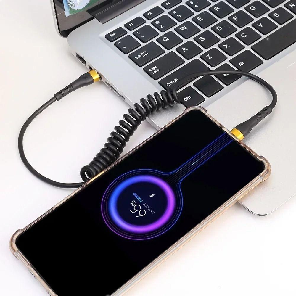 Type C To C Spring Data Cable Flexible Chargeing Wire Portable Mobile Phone Charging Cable