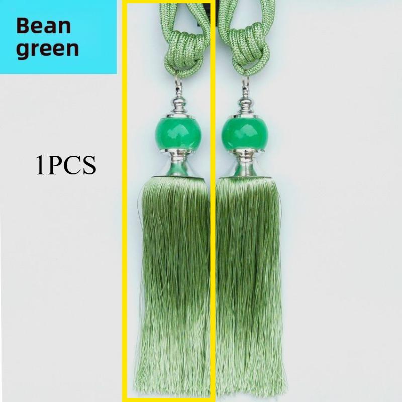 Curtain Jade Ball Tieback: Tassel-adorned, Elegant Jade accents.Elevate Living Rooms—chic,durable,adds Luxury To Your Curtains.