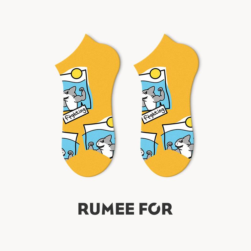 5 Pairs of Female Spring and Summer Thin Style Breathable Personality with Shallow Mouth Low Help Boat Socks