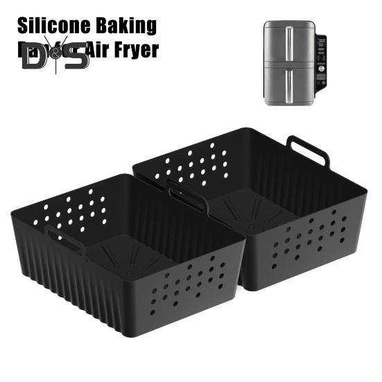 2ks silikonové vložky vzduchové fritézy pro Ninja SL401 2košové vzduchové fritézy Příslušenství k opakovaně použitelnému hrnci Nepřilnavý tepelně odolný pekáč pro bezpečné a zdravé