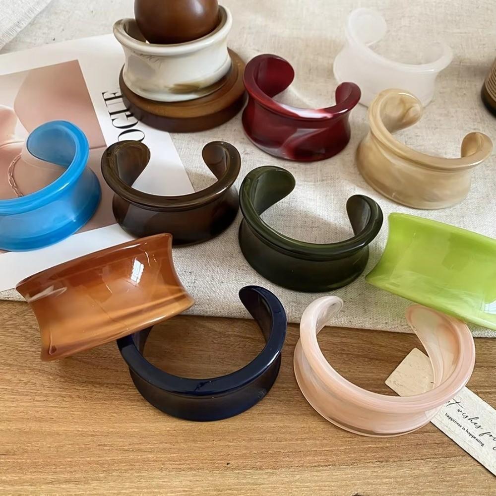 Chunky Design Geometric Bracelets Gradient Color Opening Bangles  Fashion Accessories