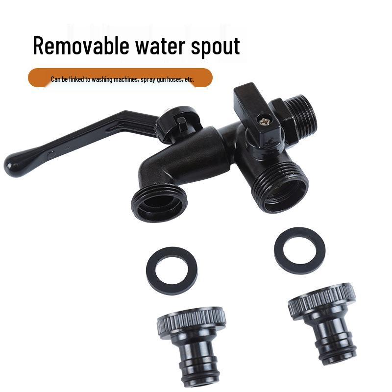 Black-Plated Zinc Alloy Double Outlet Garden Faucet