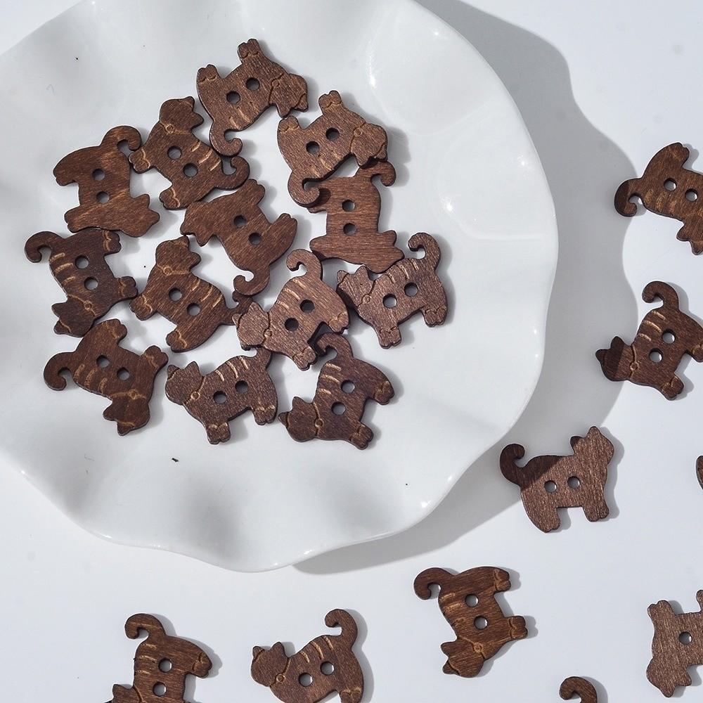 20 pcs Cute Wooden Fish Buttons 2 Holes Cartoon Cat Shape Buttons DIY Bear Sewing Buttons Clothing Sewing