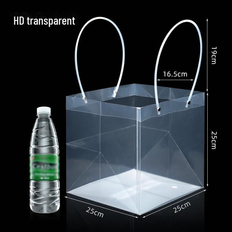 "Women's Day Transparent Floral PVC Gift Box - Square Plastic Handbag"