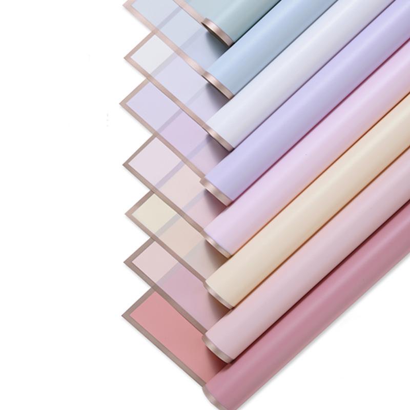 20 buc hârtie de împachetat cu flori, impermeabilă, semi-permeabilă, cu chenar auriu, ambalaj pentru buchet de culoare jeleu