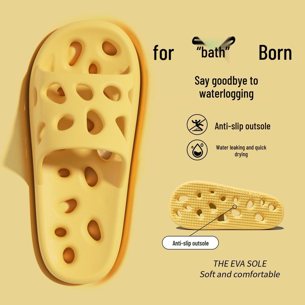 EVA Plus Size Non-Slip Shower Slippers for Men & Women - Hollow, Odor-Free, Indoor/Outdoor Use