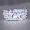 Huitan AA Cubic Zircon Gorgeous Wedding Rings for Women Luxury Crystal Rings Temperament Elegant Lady Accessories Party
