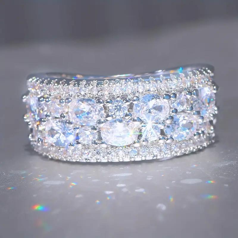 

Huitan AA Cubic Zircon Gorgeous Wedding Rings for Women Luxury Crystal Rings Temperament Elegant Lady Accessories Party 10