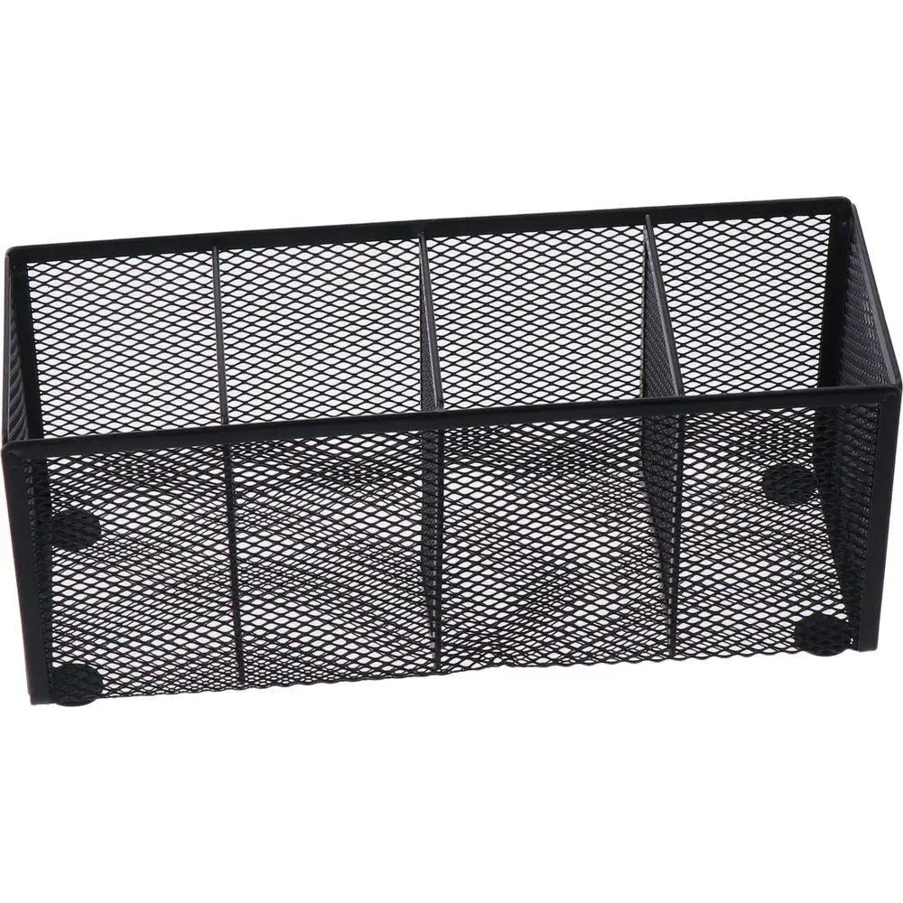 Desk Accessories Black Pencil Holders Mesh 4 Compartments Organizer Desk Metal Display Holder Home