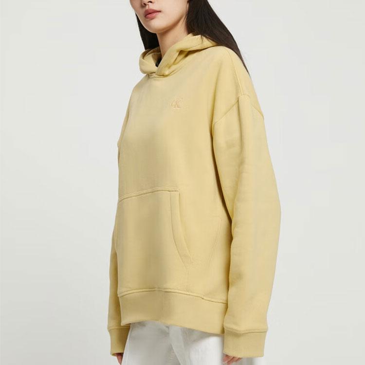 Calvin Klein Classic Casual Simple Embroidered Fleece Hoodie Unisex Hoodies Light-Yellow 40HM256-740