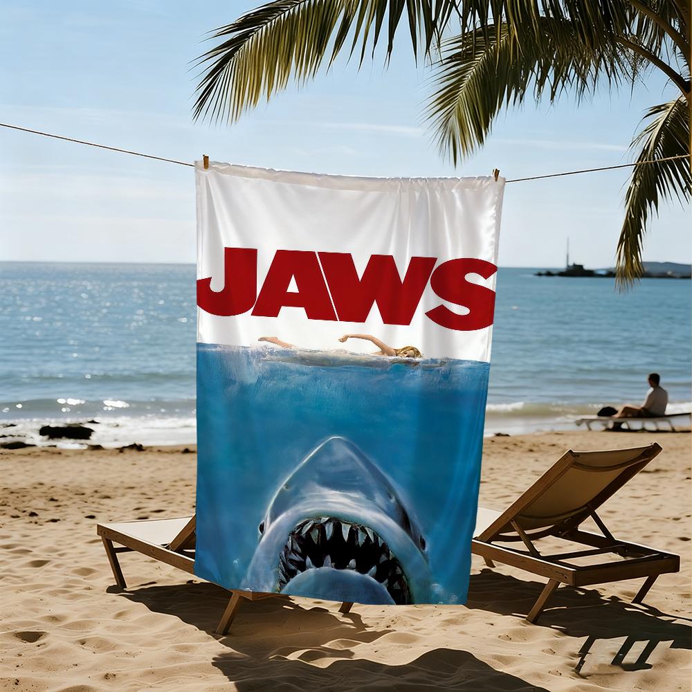 J-jaws-s Show Towel Large Quick-Drying Microfiber Soft Beach Towel for Travel Fitness Sauna Bathing Camping