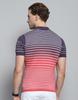 MONTE CARLO Mens Striped Purple Collar Neck Half Sleeve T-Shirt