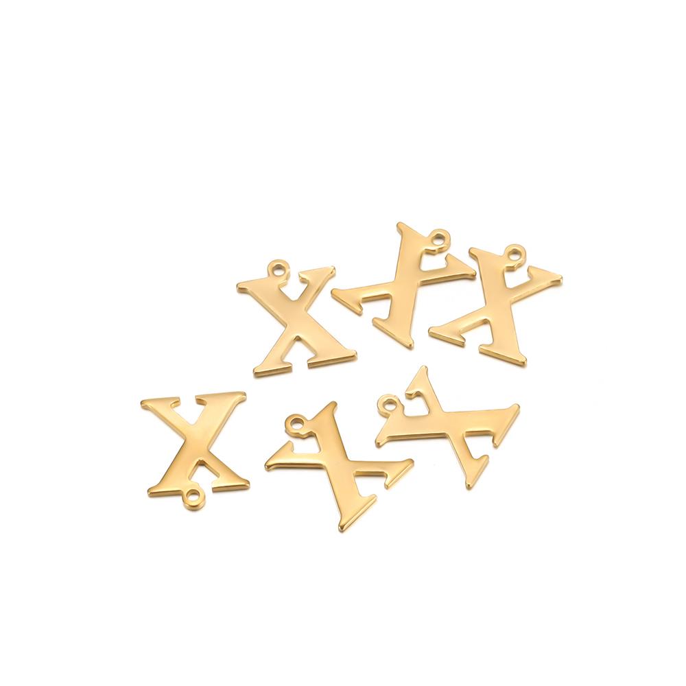 30pcs Stainless Steel Gold Color 26 Letter Pendant Alphabet Charms Necklace Pendant Bracelet Making Earring Findings DIY Jewelry