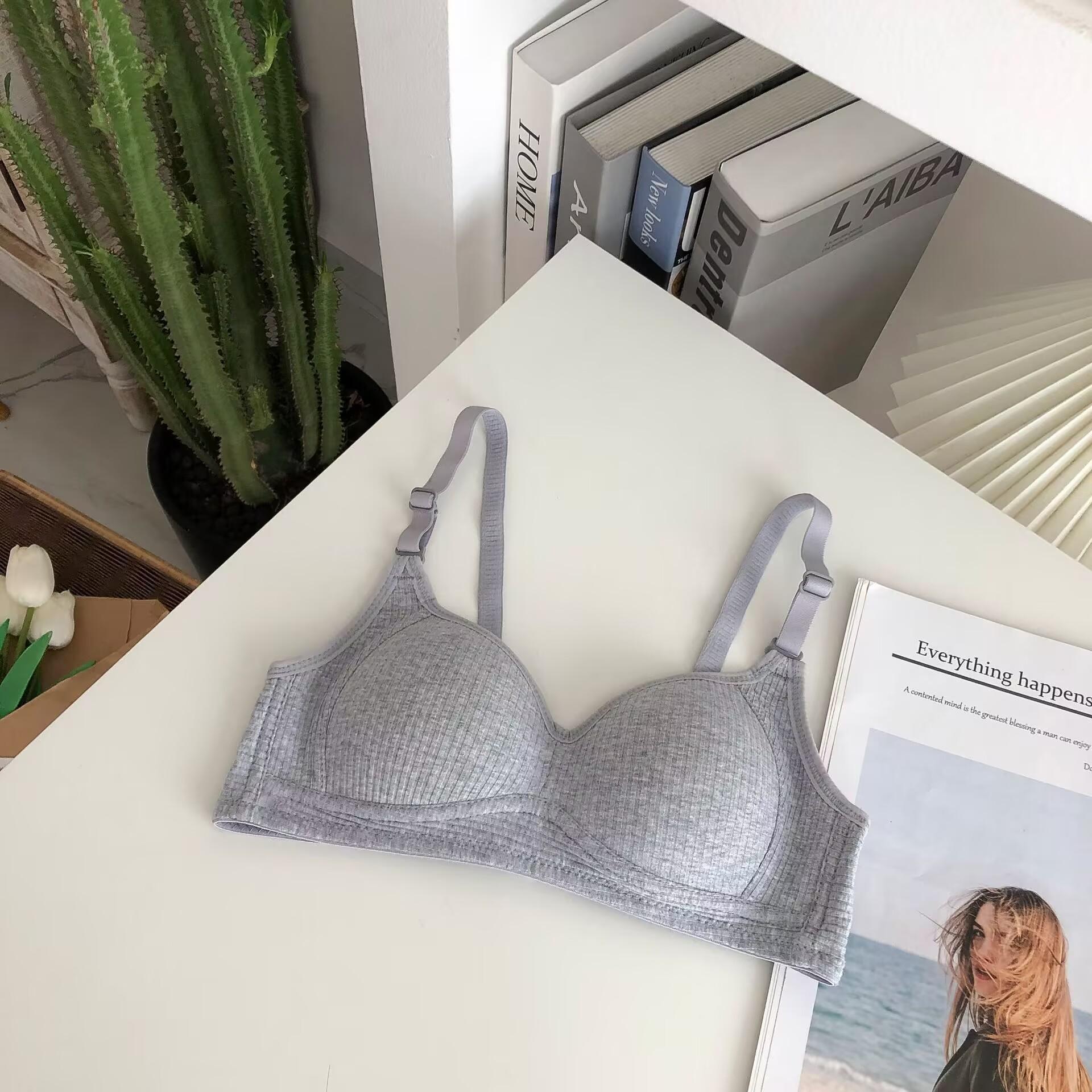 

Нижнее белье для девочек, хлопковый бюстгальтер с небольшой грудью, декомпрессионный комфортный и удобный без стального кольца, бюстгальтер для подростков, топ 34/75AB серый