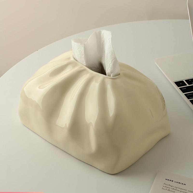 

Креативная плиссированная сумка Керамическая коробка для салфеток Украшения Современный дом Гостиная Журнальный столик Бумага для рисования Коробка Креативные украшения