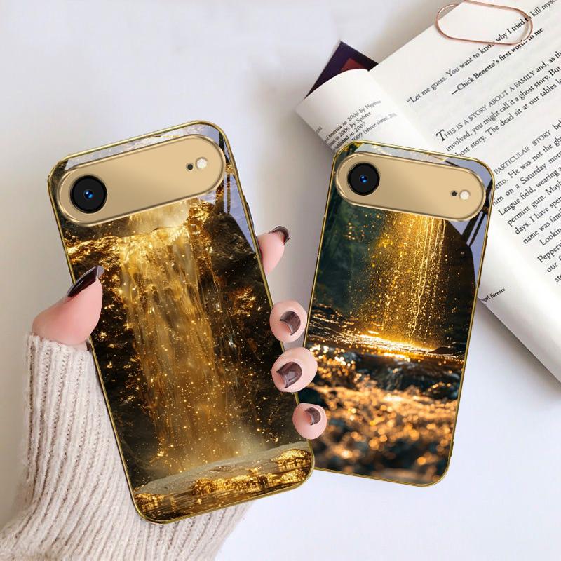 Paysages magnifiques Pour iPhone 17 Pro Max 16 17 Pro 15 Pro 14 13 Plus 12 Mini 11 Pro Max XR 16E 17 Air Coque de téléphone en verre doré