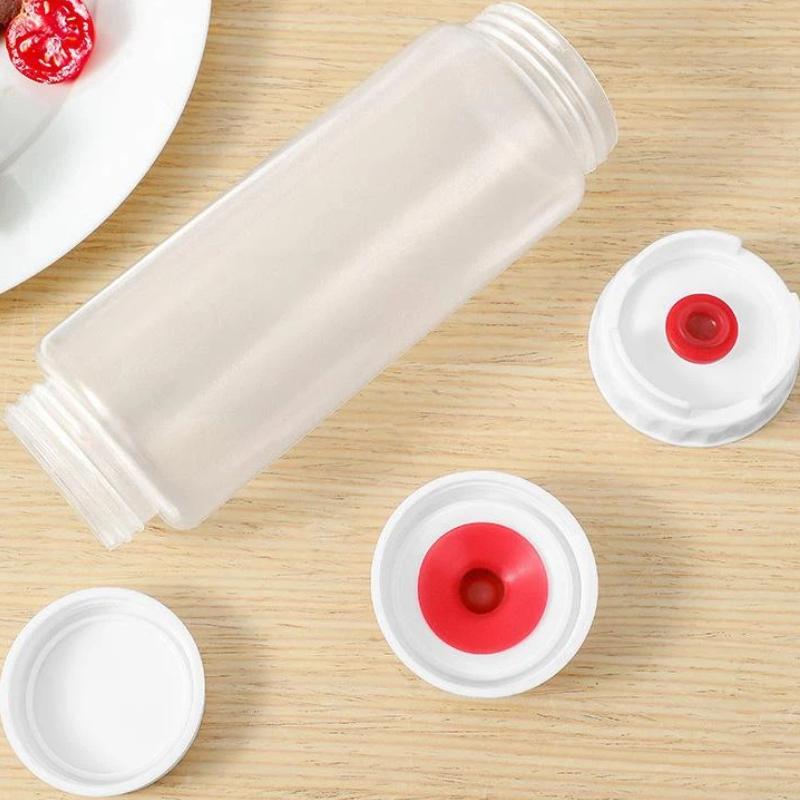 Squeeze Sauce Bottles BPA Free Double Nozzle Leak Proof Food Grade Plastic Reusable Dispenser for Picnic Camping