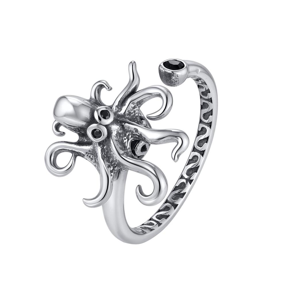 Stainless Steel Holiday Octopus Open Ring - Unisex RC-1133