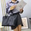 New Double-sided Woven Tote Bag Women's Genuine Leather Shoulder Handbag Large-capacity Shopping Bag Vegetable Basket Commuter Versatile