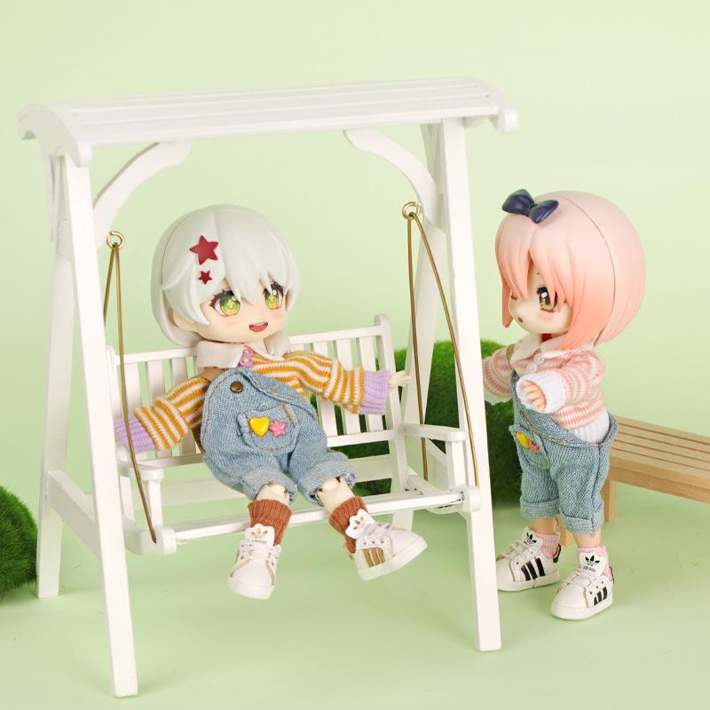 Ob11 Baby Coat Lapel Sweater One-shoulder Suspenders Set 1/12 Plain Body Doll Clothes Doll Accessories