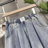 Plus Size High Waist Denim Pants Women Summer Trousers Wide Leg Loose Elastic Waist Jeans