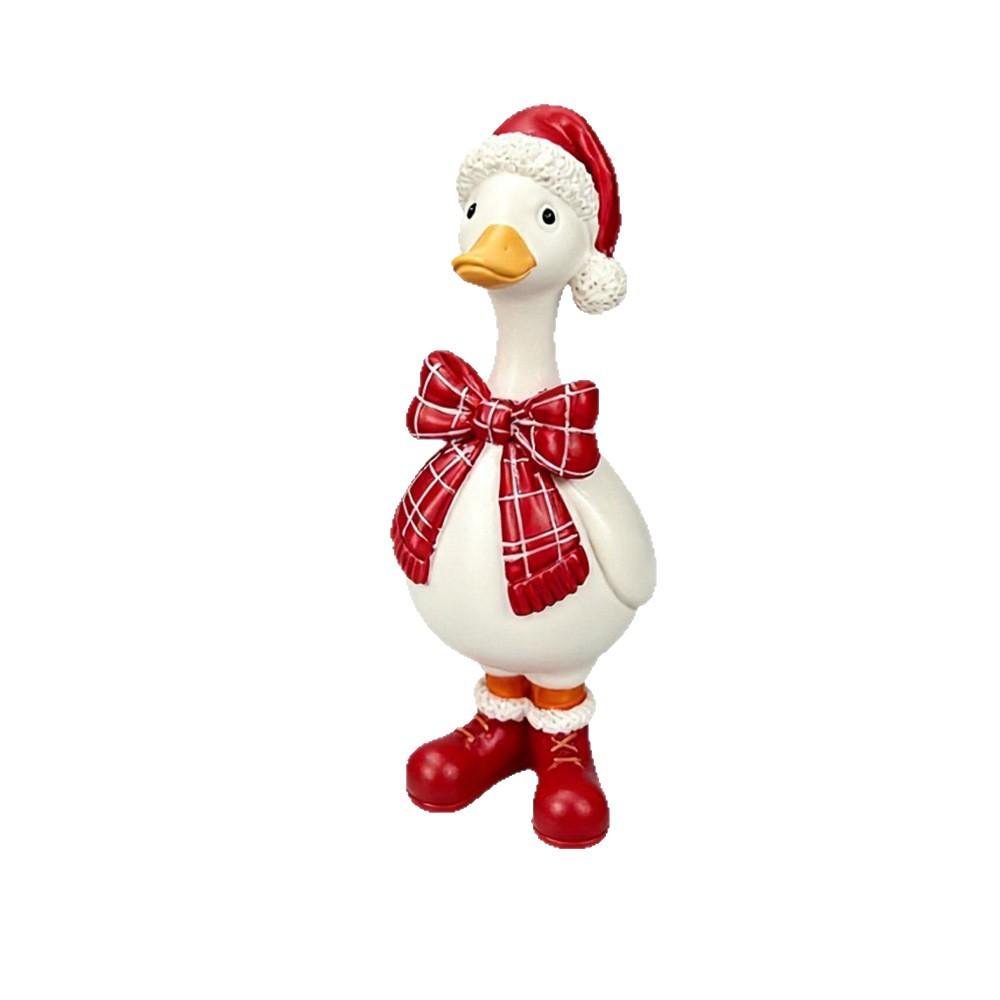 Christmas Duck Figurine - Creative Holiday Atmosphere Table Decoration Item - Resin Handicraft Display Piece