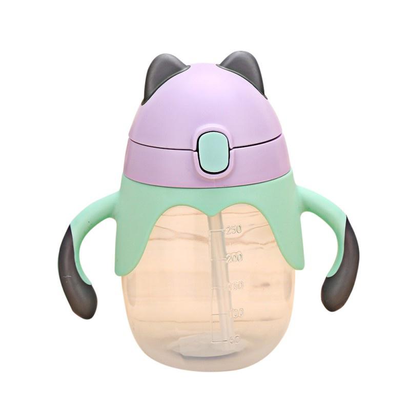 Cute Baby Cup Kids Children Learn Feeding Drinking Water Straw Handle Bottle Training Cup Baby