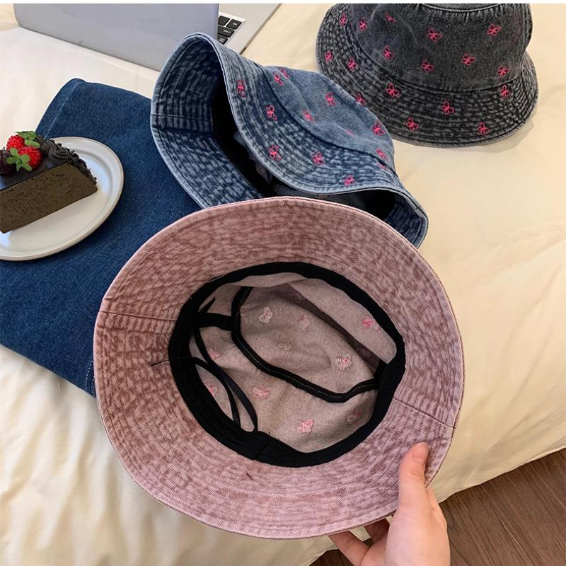 Embroidered Fisherman Hats Women, And Trendy Bucket Hat Vintage Foldable Sunshade New Casual