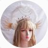 Lolita White Angel Wings Virgin Mary Bead Chain Baroque Halo Tiara Hair Accessory Virgin Mary Sun Godmother's Crown KC Headwear