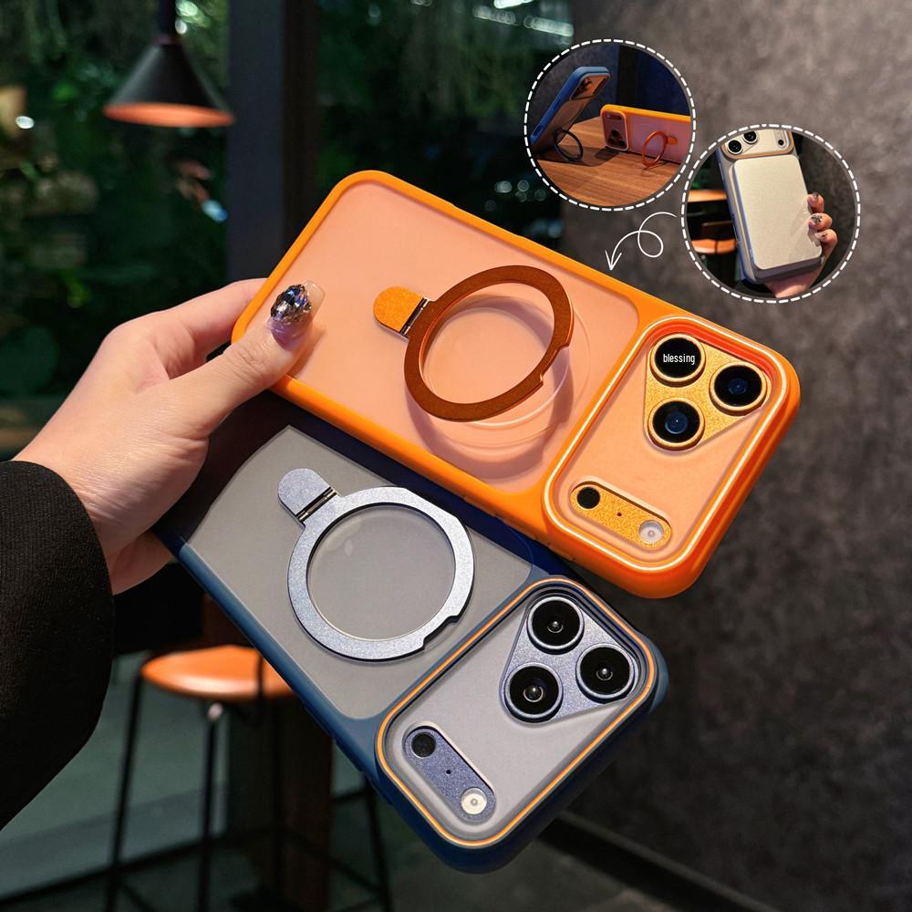 iPhone 17 Frosted Magnetic Stand Case, Compatible with 16 PRO & 15, Drop-Proof Protection.