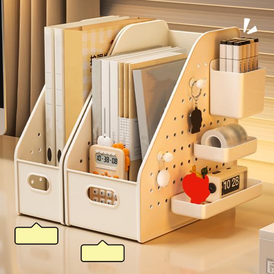 Reading Stand Multi-Grid Desktop Organizer with Elevated Base Rounded Corners to Prevent Book Tipping Macaron Colors for Kids Study Desk Accessory