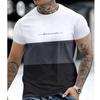 Men Summer New Printed Color Block Short Sleeve Crew Neck T Shirt Casual Contrast Top