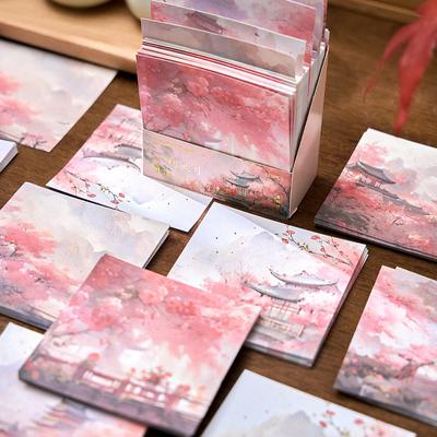 Bloc-notes de scrapbooking chinois classique esthétique de 320 feuilles, notes non collantes vintage de montagnes de palais, fournitures pour étudiants