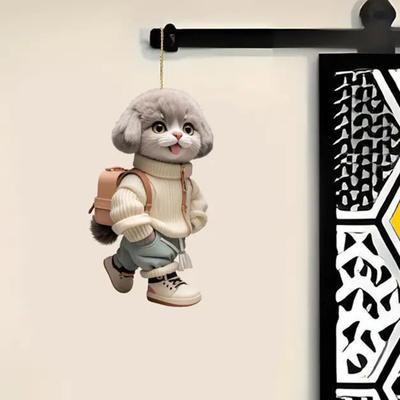 2Pcs Automobile Pendant Vibrant Decor Acrylics Craftsmanship Multipurpose Dog Backpack Charm Car Ornament