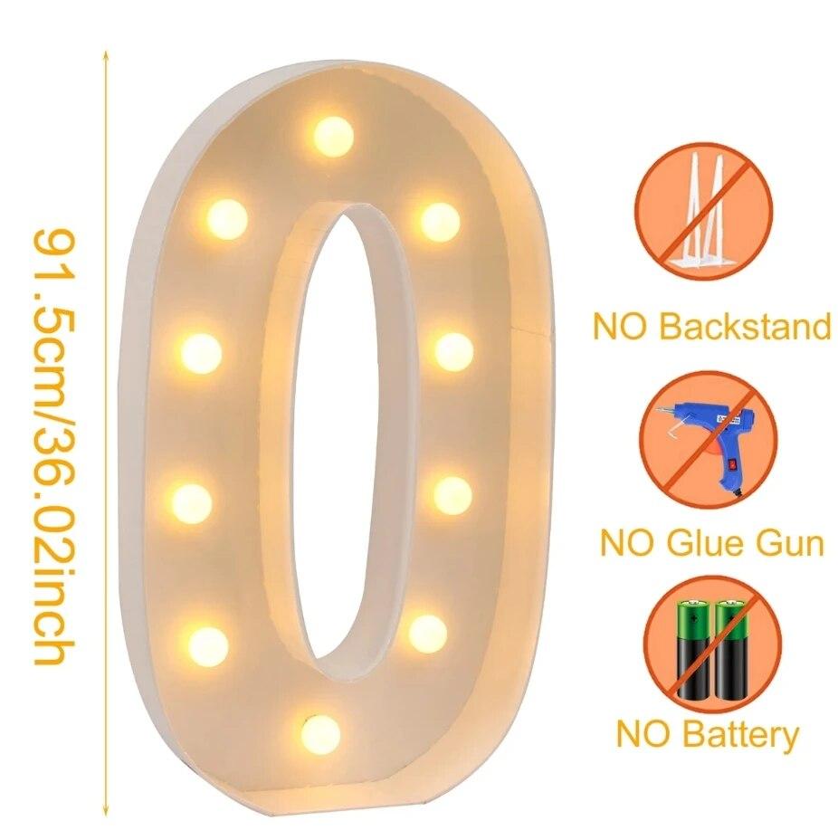 93CM Warm Light Giant Number 0-9 Frame Box Balloon Filling Box Wedding Chrismas Decoration 2025 Party Birthday Xmas Decor