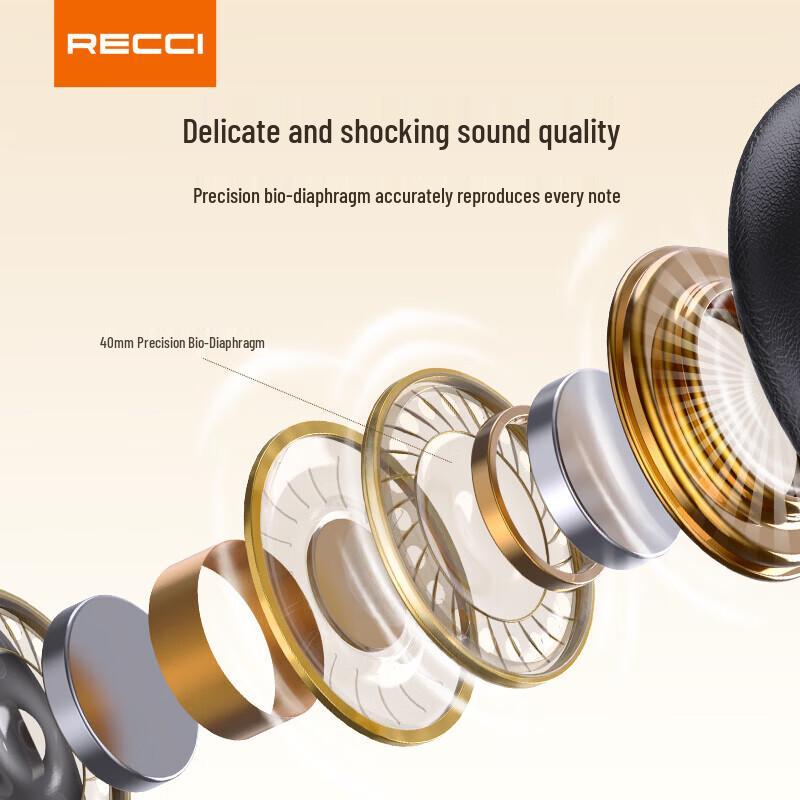 Recci REP-W95 Noise-Cancelling Wireless Over-Ear Headphones