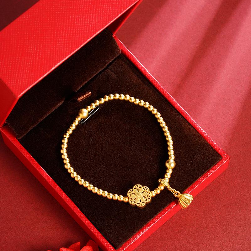 

Вьетнамский браслет из золотых бусин из семян лотоса: Женские украшения в национальном стиле