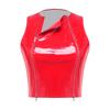 Ladies Glossy PU Leather Crop Top S-3XL Front Double Zippers Sleeveless Slim Tank Top for Club Rave Party Nightwear