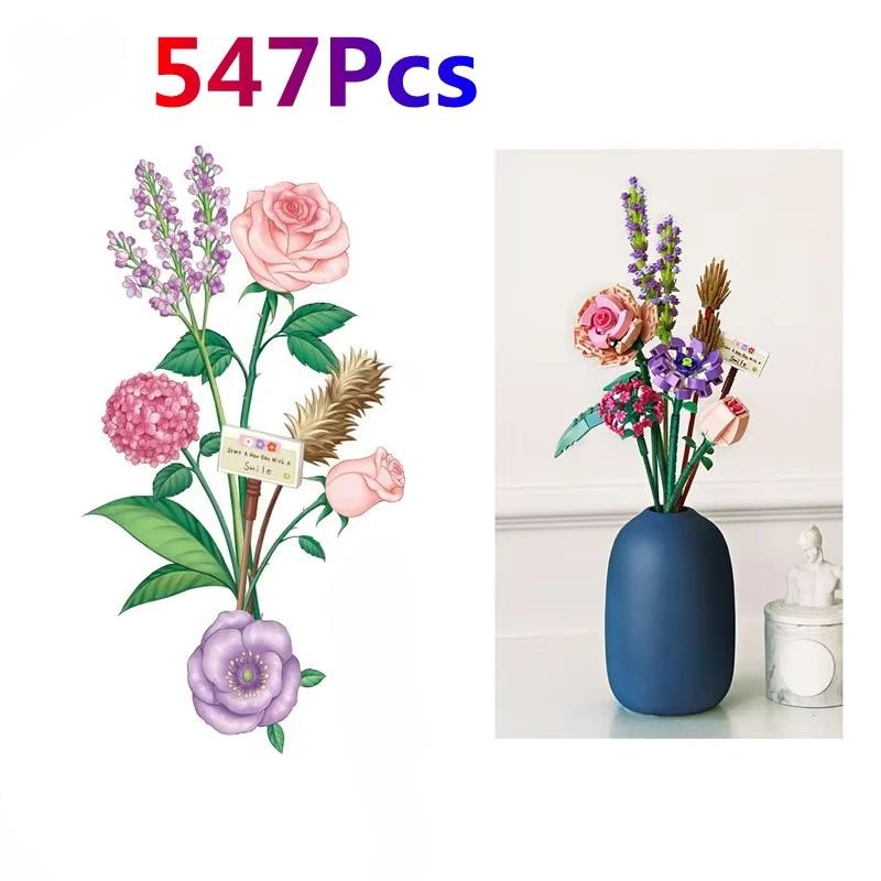 Romantic Wildflower Bouquet Flower Building Set Home Decoration Building Block Toys Valentine's Day Gift for Girlfriend