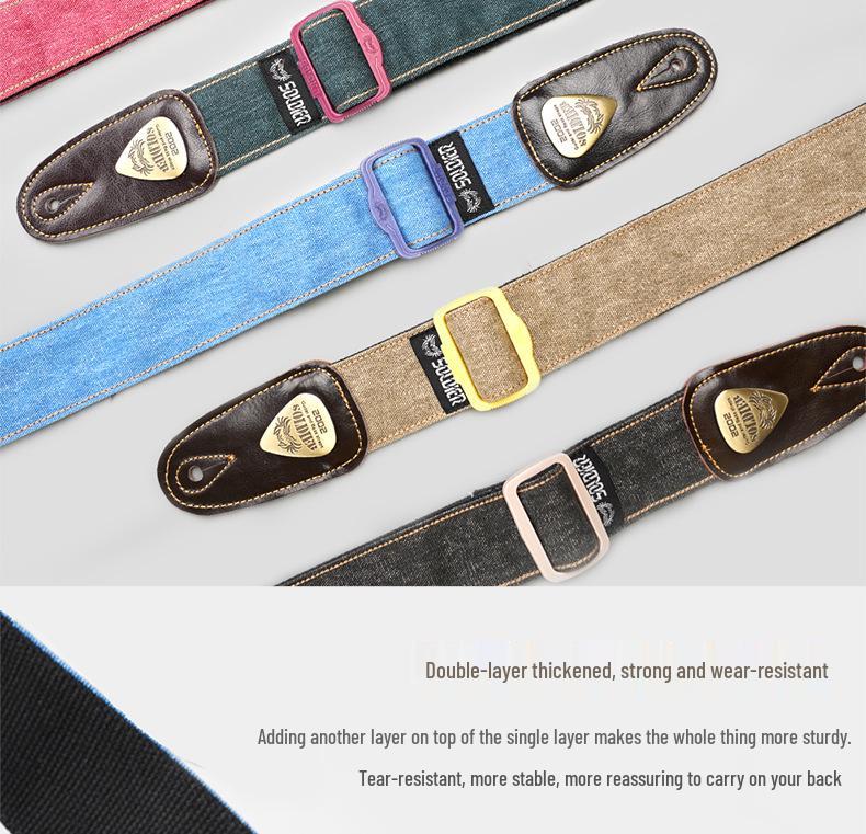 Unisex Soldier Canvas Guitar Strap for Acoustic, Bass, and Electric Guitars