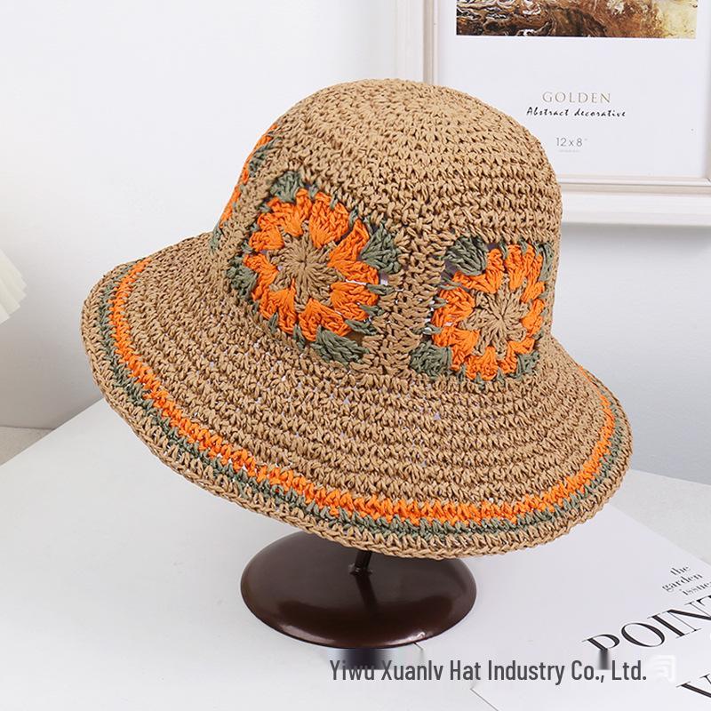 

Трендовая женская соломенная шляпа-ведро на весну/лето - Защита от солнца, Стильный дизайн, Подчеркивает черты лица M (56-58cm)