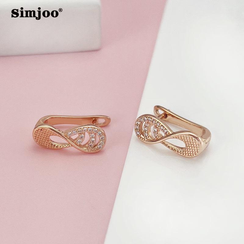 SIMJOO Creative Rose Gold Color Zircon Earrings S Stylish Personalized Earrings for Women
