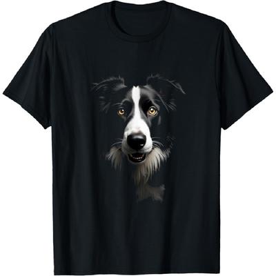 Black Border Collie Dog Collie Face T-Shirt