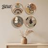 Wooden Interior Wall Decorations 4Pcs Boho Art  2D Flat Round Hanging Signs Modern Geometric Easy Install Wood Decor Decor Bohemian Plaques