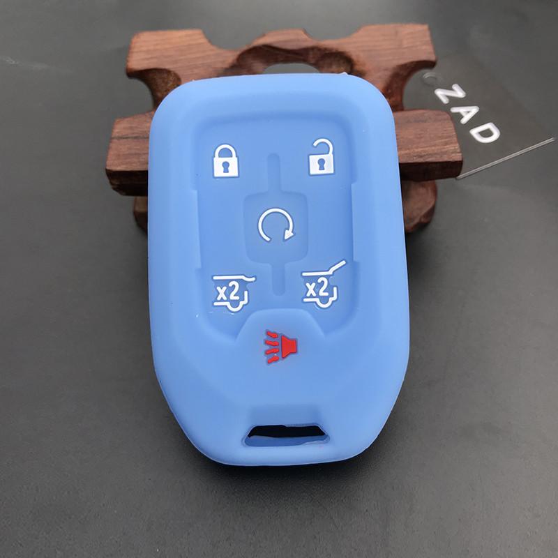 Silicone Car Key Cover Case For Chevrolet Camaro 2015 2016 GMC Yukon Suburban Tahoe Smart 6 Buttons Auto Accessories