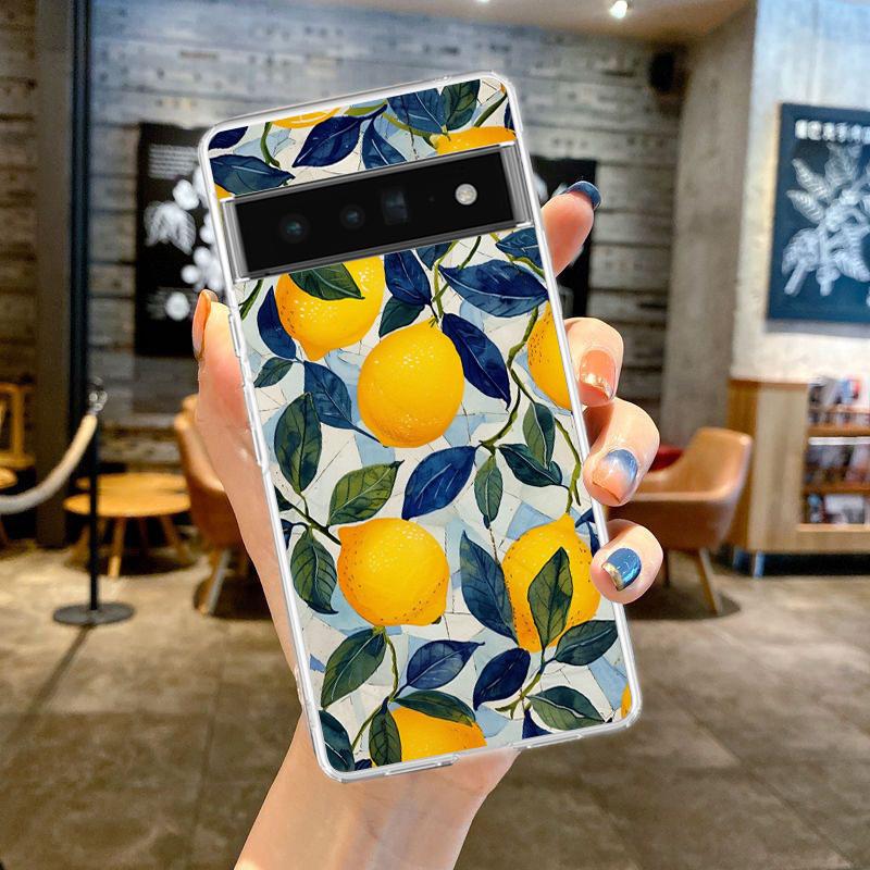 

Ретро Фрукты лимон Прозрачный чехол для телефона Google Pixel 9 8 7 Pro 8A 7A 6A 6 Pro XL 5 4 5A 4A 3A 5G Мягкий ТПУ Прозрачная крышка Pixel 4A 5G