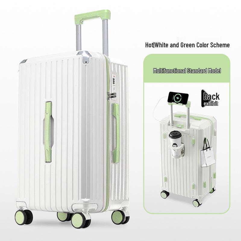 

Прочный кожаный чемодан 26 дюймов с универсальными колесами и кодовым замком - Унисекс дорожная тележка 20-inch (No Side Hook/Handle)