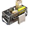Durable Rustproof Stainless Steel Sponge Organizer - Kitchen Sink Dish Rack with Detachable Dishcloth Holder