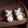 ZAKOL Elegant Micro Paved Zirconia Imitation Zircon Dangle Earrings for Women Sliver Gold Color Bride Wedding Accessories