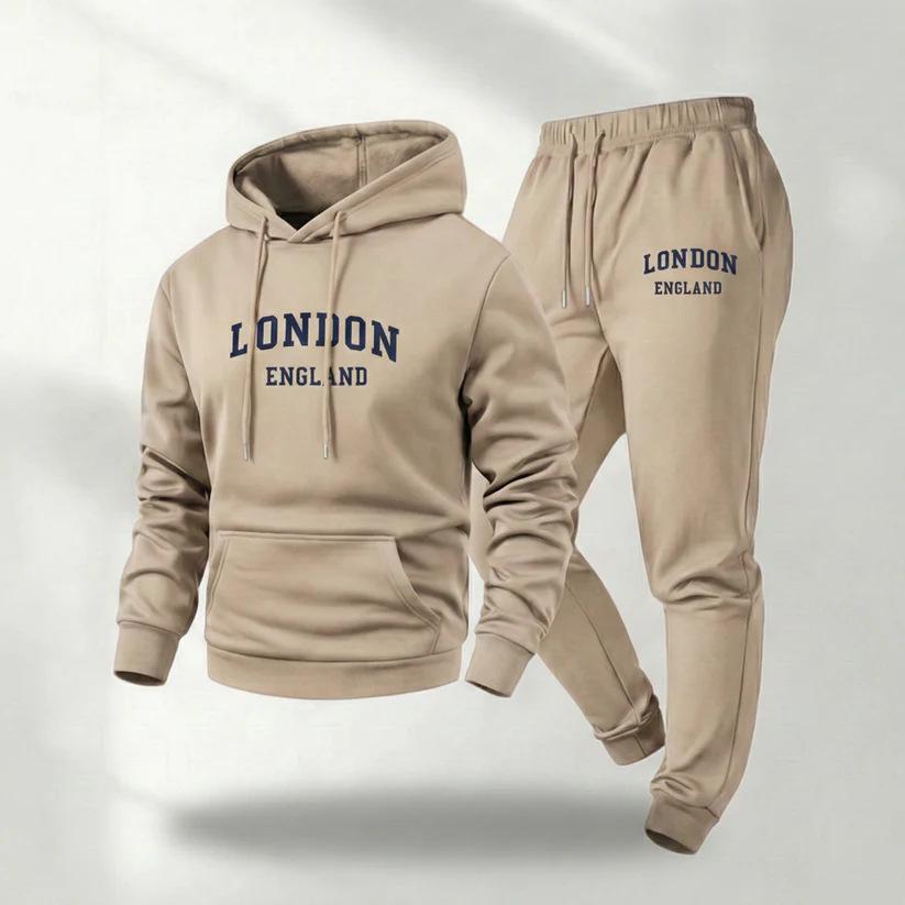 European & American Men's Fall/Winter Sports Hoodie Set - Printed Fashion, High-Quality Casual Wear